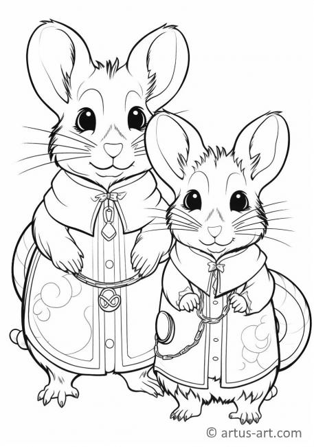 Página para colorir de ratinhos fofos